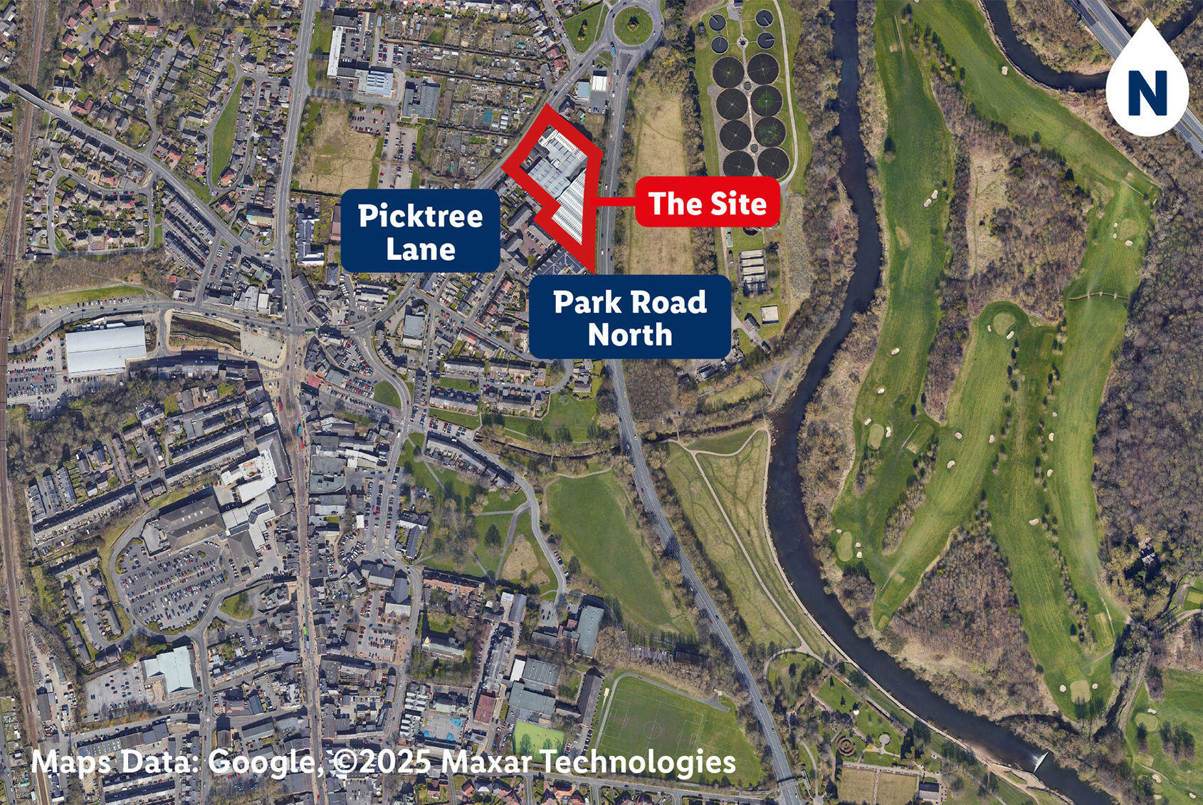aerial photograph of the wider site